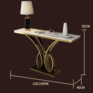 Rectangular Contemporary Metal Console Table With Marble Table Top