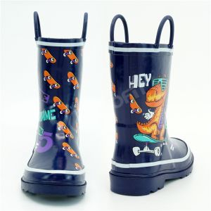 BSCI Kids Dinosaur Rain Boots , Scratch Resistant Rubber Boots With Handles
