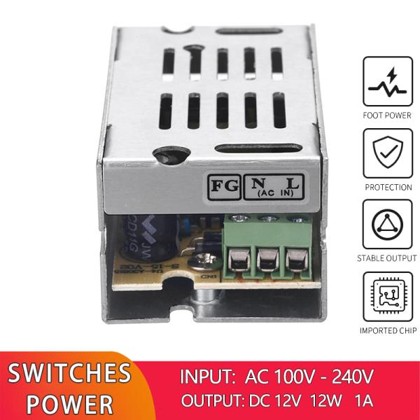 Aluminum Case Switch Power Supply 100V 240V AC To DC 12 Volt 12W 1A
