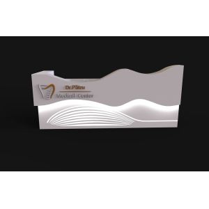 Shaped Processing Solid Surface Reception Desk Eco Friendly White LED NFS