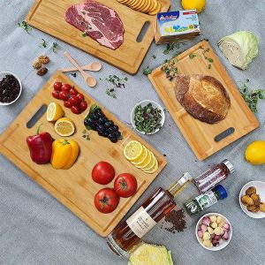 Eco Friendly Natural Bamboo Cutting Board 30*21.1*1.5cm Size Custom Logo for
