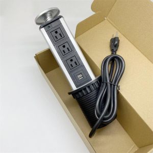 250V 10A Pop-up Tower Socket with USB Standard Grounding Panel Size 267*120*2
