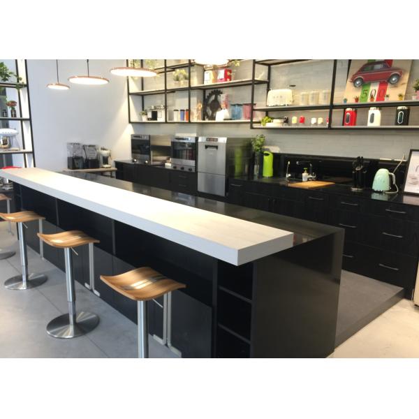 Commercial Black Honed Finish Quartz Countertops That Look Like Marble