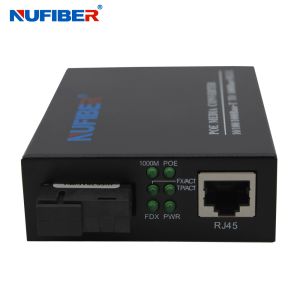 10/100/1000M 20km SM SC Fiber To RJ45 30W POE Converter Switch