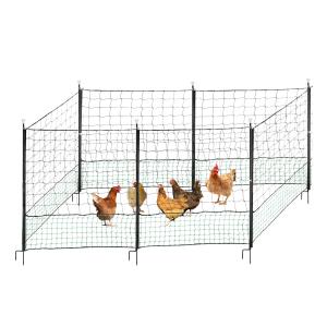 Wholesale 12 M Chicken Net Fence Kit With Gate Double Pointed Posts in Green with Fibreglass Rod from china suppliers