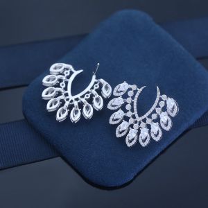 Wholesale Hoop Drop 925 Sterling Silver Earrings Hypoallergenic Geometric Scalloped from china suppliers