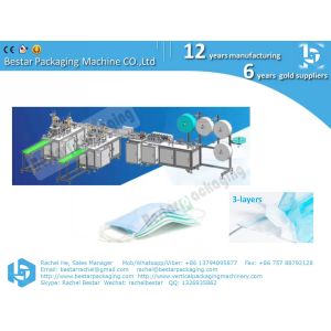 Nonwoven face mask making machine, with Nose-piece and Ear-loop machines