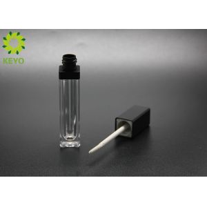 Square Shape Custom Transparent Lip Gloss Empty Tubes Black Cap With Brush