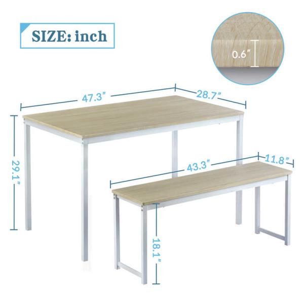 47.3" L 3 Piece Dining Room Table And Chair Set With Two Benches