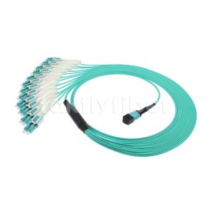 Fiber Optic MPO MTP Cable 24 Cores to 12LC DX Om3 Fanout Patch Cord for LANs and