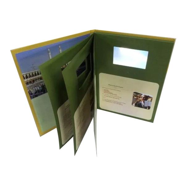 Fully customizable4.3'' LCD screen video brochure card multi-page video book/booklet led light control video card