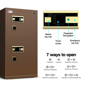 95kg Biometric Fingerprint Lock Safe Box Dual Alarm YB/N7-120D Coffee Office