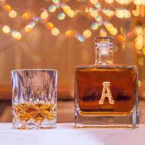 375ml Flint Cubic Glass Tequila Decanter Vinolok Closures