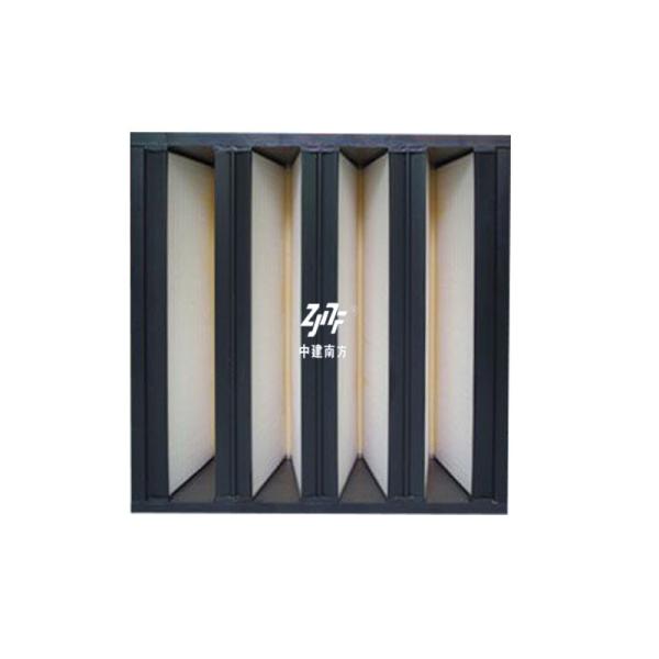 Activated Carbon V Bank Laminar Flow Air Filter H13 H14 HEPA Mini Pleated For Cleanroom
