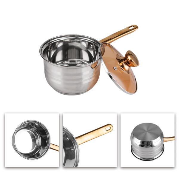 6pcs Cookware Set Stainless Steel 201 Kitchenware Cooking Milk Soup Pot Set