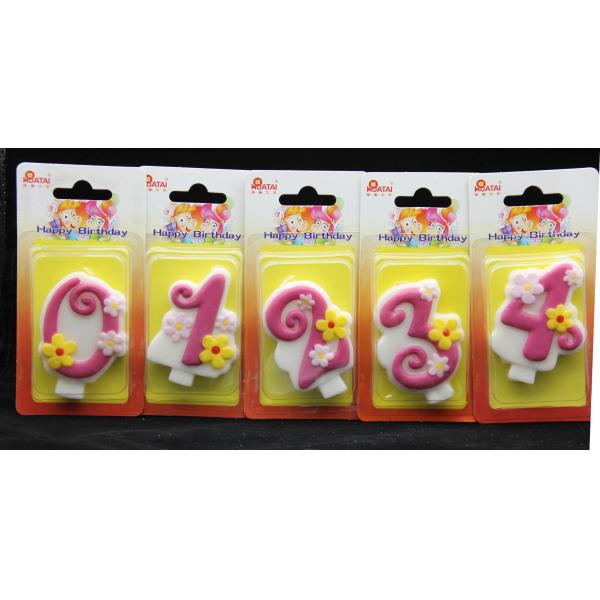 100% Handmade Flower Design Number Candle with Pink Edge and 3 little Flowers