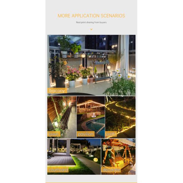 SMD 5050 LED Solar Strip Light , IP67 Flexible Decorative Rope Lights 3500K