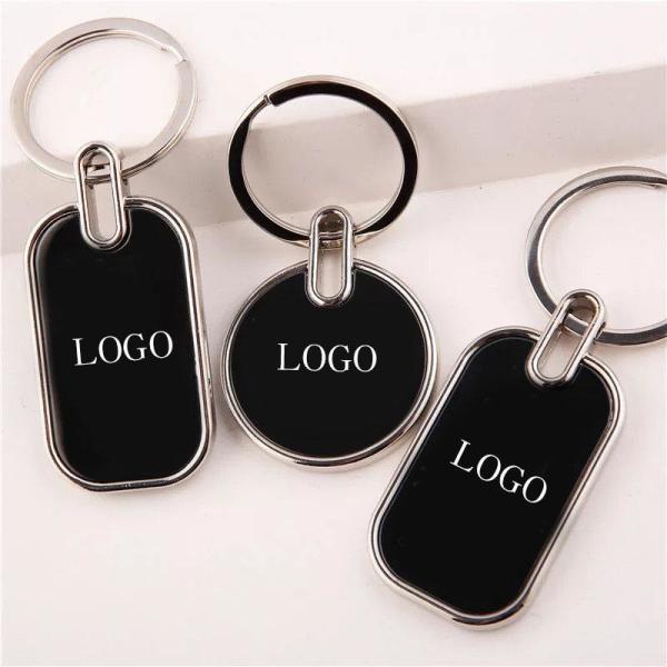 Quality Customized Plain Metal Keyrings Silver Engravable Key Chains Embossed for sale
