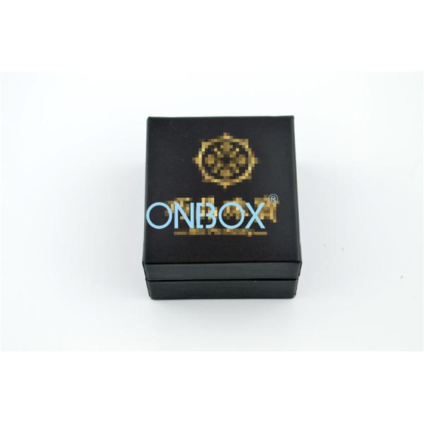 Customized Small Jewelry Gift Boxes / Black Leather Ring Packaging Box