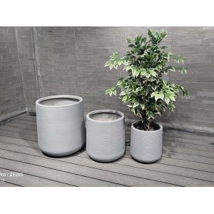 Durable Blue Fiber Clay Round Flower Planter with Drainage