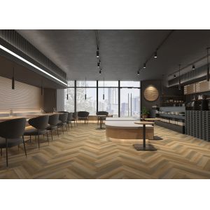 6mm Herringbone SPC Flooring Soundproof Incombustible Unilin Click Burlywood