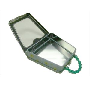 Bead Chain Design Handle Tin Box With Window Customized Logo Acceptable