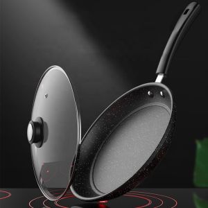 Factory Direct Sale Thickened Black Iron Cooking Frying Pan Medical Stone