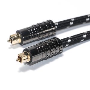 Toslink Digital Optical Audio Cable OD5.0 Knited Rope Plated with Black Textured