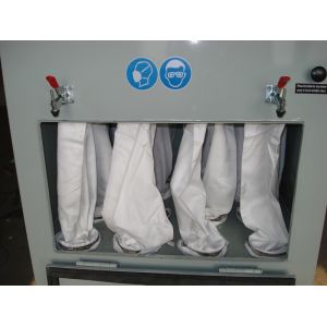 Semi Auto Dry Sandblast Cabinet Roller Basket Design For Sandblasting Small