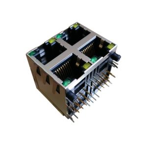 LPJE107XAGNL 2x2 Rj45 With LED , 4x rj45 Ethernet , R/A Shield Connector