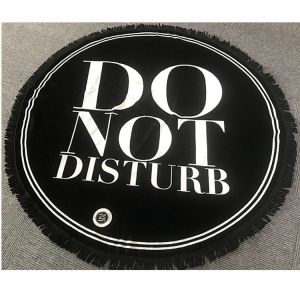Wholesale Bulk Large Custom Black Cotton Printed Tassels Round Beach Towel With