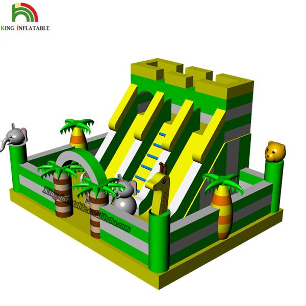 PVC Animal Inflatable Bouncy Castle Bed , Blow Up Kids Water Slide