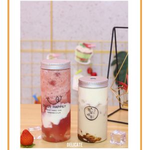 Medium Sized Milk Tea Bottles With Screw On Lid And Leak Proof Function