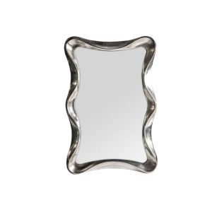 Wave Shape Wall Mounted Makeup Mirror Magnifying Silver Bathroom