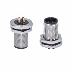 AWG26 M12 Rear Panel Mount Connector D Coding Rigoal 500V