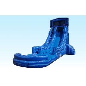 China Customized 20FT Deep Blue Inflatable Commercial Water Slides With Separated Pool on sale