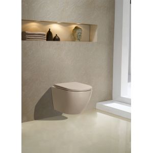Modern New Mink Color Ceramic Rimless Washdown P Trap Wall Hung Toilet