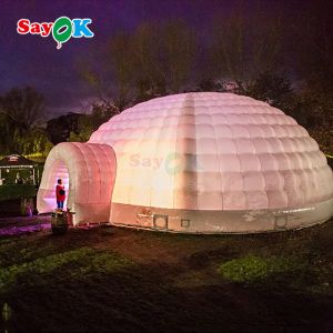 Waterproof Oxford Cloth Colorful LED Lights Outdoor Dome Inflatable Igloo Tent