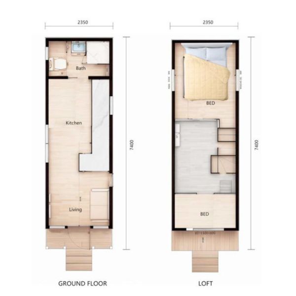 Prefab Tiny House On Wheels With AS/US Light Steel Frame Modular Home