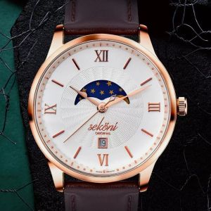 Custom Automatic Leather Mechanical Wrist Watches For Business Men