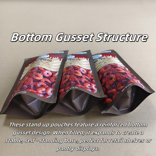 Moisture-proof Stand Up Pouches For Food Packaging With Reusable Sealing Design Customizable Printing.