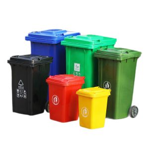 Wholesale 160L Mobile Dustbin Red Black Plastic Garbage Containers On Wheels from china suppliers