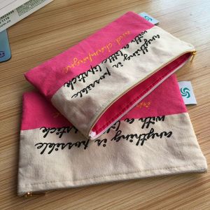 Wholesale Natural Color Zip Up Makeup Bag , Polyester / Satin Lining Small Cloth Bags With Zipper from china suppliers