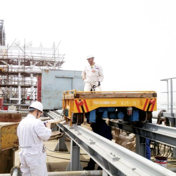 Yellow Color Motorized Material Transfer Cart On Rail With Ladle Shuttle System