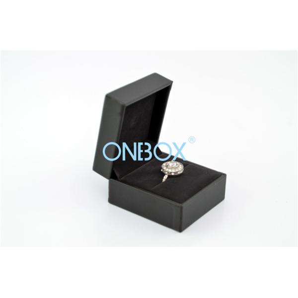 Customized Small Jewelry Gift Boxes / Black Leather Ring Packaging Box