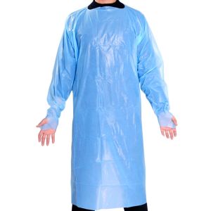 Breathable Disposable CPE Gown , Fluid Resistant Hospital Isolation Gowns