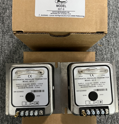 Dwyer 607-9 Differential Pressure Transmitter 0-25" w.c. ±0.5% Accuracy