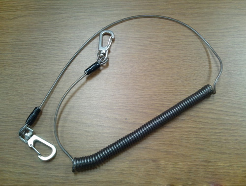 1.5m full internal stainless steel lanyard tether green rubber coated strong