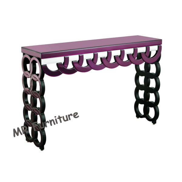 Quality Purple Mirrored Hall Table , 100 * 35 * 78cm Glass Mirror Hallway Console Table for sale