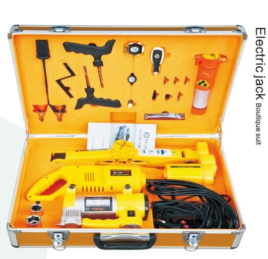 high quality 3 in 1 functions electric scissor lifting jack with inflating pump